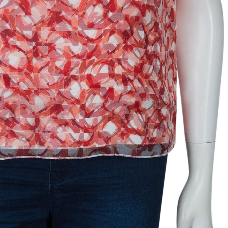 Pre Owned Roksanda Ilincic Orange Printed Silk Top S
