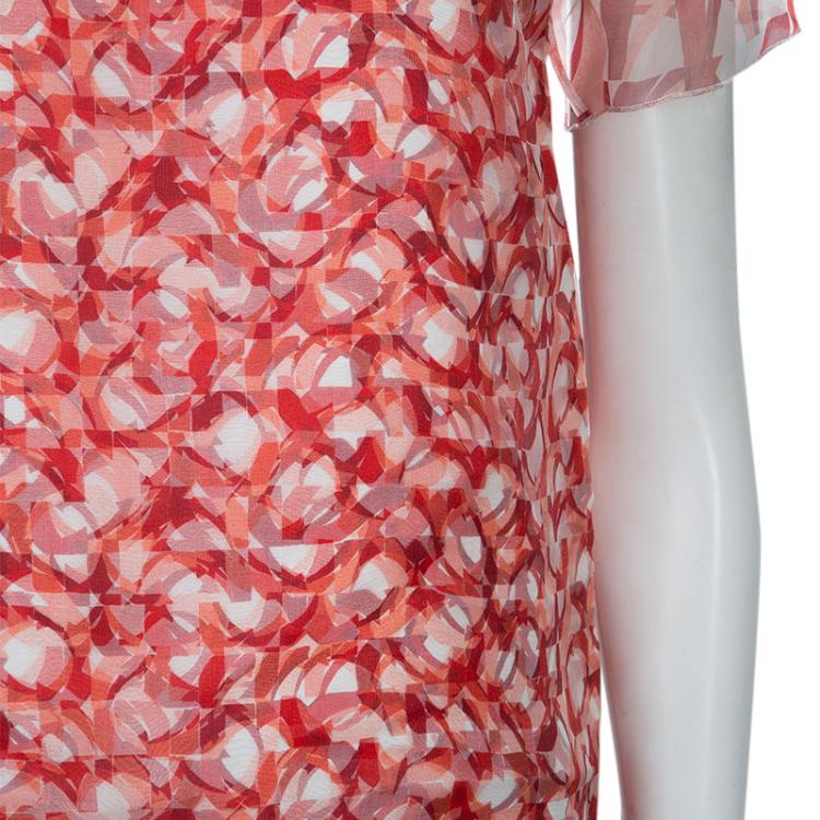 Pre Owned Roksanda Ilincic Orange Printed Silk Top S