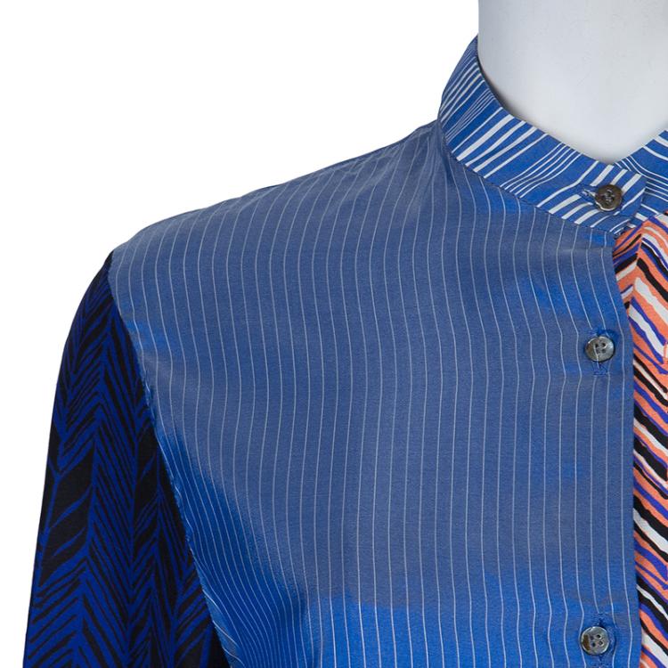 Pre Owned Roksanda Ilincic Blue Striped Silk Top S