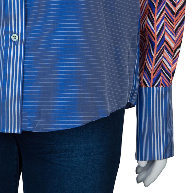 Pre Owned Roksanda Ilincic Blue Striped Silk Top S