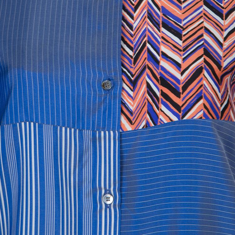 Pre Owned Roksanda Ilincic Blue Striped Silk Top S