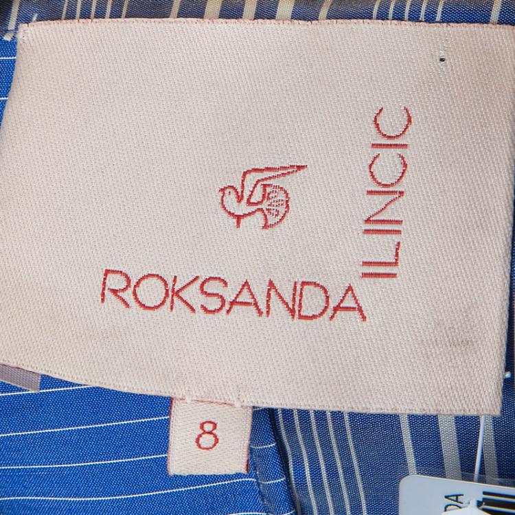 Pre Owned Roksanda Ilincic Blue Striped Silk Top S