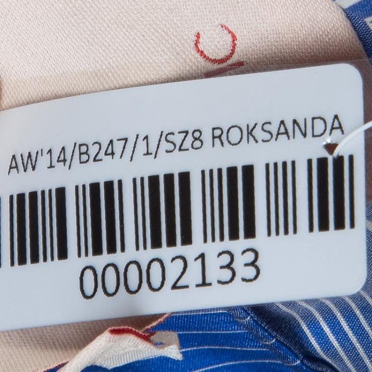 Pre Owned Roksanda Ilincic Blue Striped Silk Top S