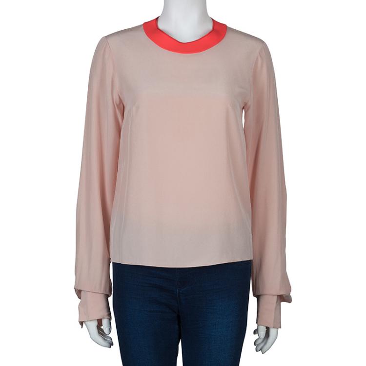 Pre Owned Roksanda Ilincic Light Pink and Neon Detail Blouse M