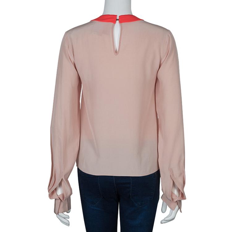 Pre Owned Roksanda Ilincic Light Pink and Neon Detail Blouse M