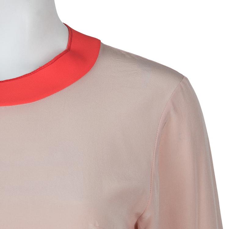 Pre Owned Roksanda Ilincic Light Pink and Neon Detail Blouse M
