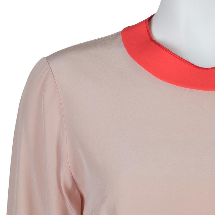 Pre Owned Roksanda Ilincic Light Pink and Neon Detail Blouse M