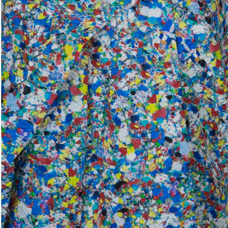 Pre Owned Roksanda Ilincic Multicolor Floral Print Textured Silk Draped Asymmetric Top M