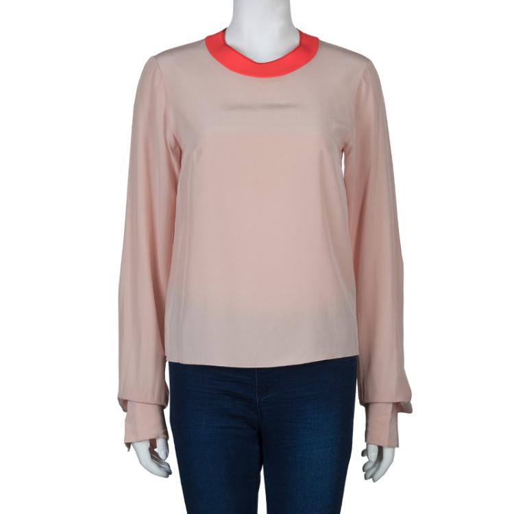 Pre Owned Roksanda Ilincic Light Pink and Neon Detail Blouse S