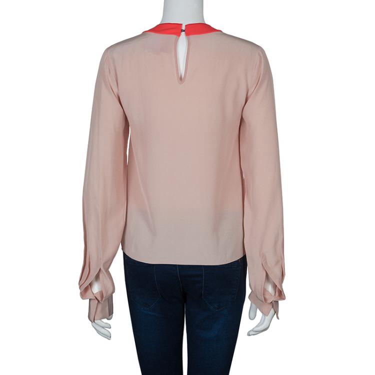 Pre Owned Roksanda Ilincic Light Pink and Neon Detail Blouse S