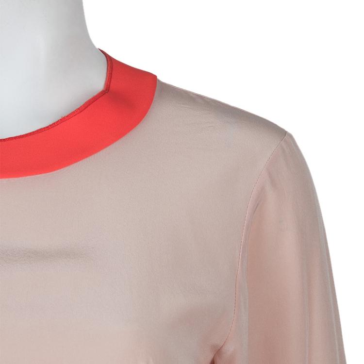 Pre Owned Roksanda Ilincic Light Pink and Neon Detail Blouse S
