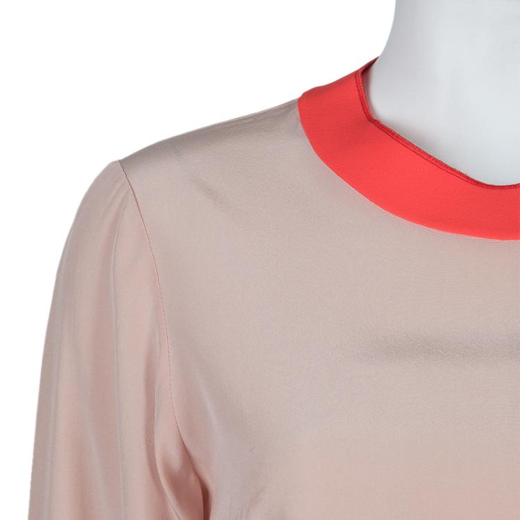 Pre Owned Roksanda Ilincic Light Pink and Neon Detail Blouse S