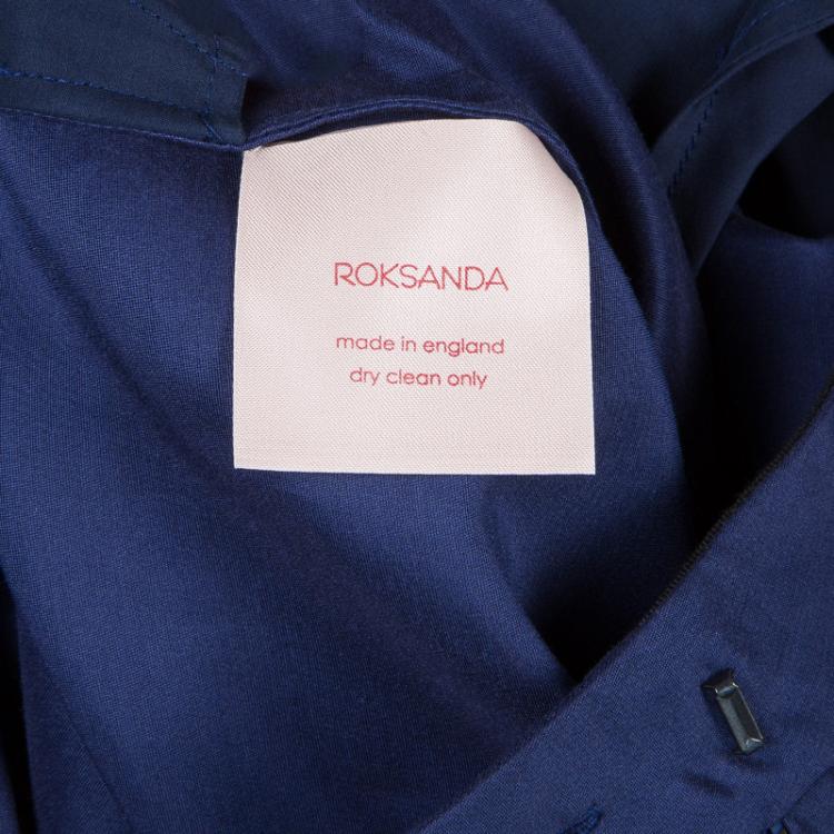 Pre Owned Roksanda Ilincic Navy Blue Silk Oversized Trousers M