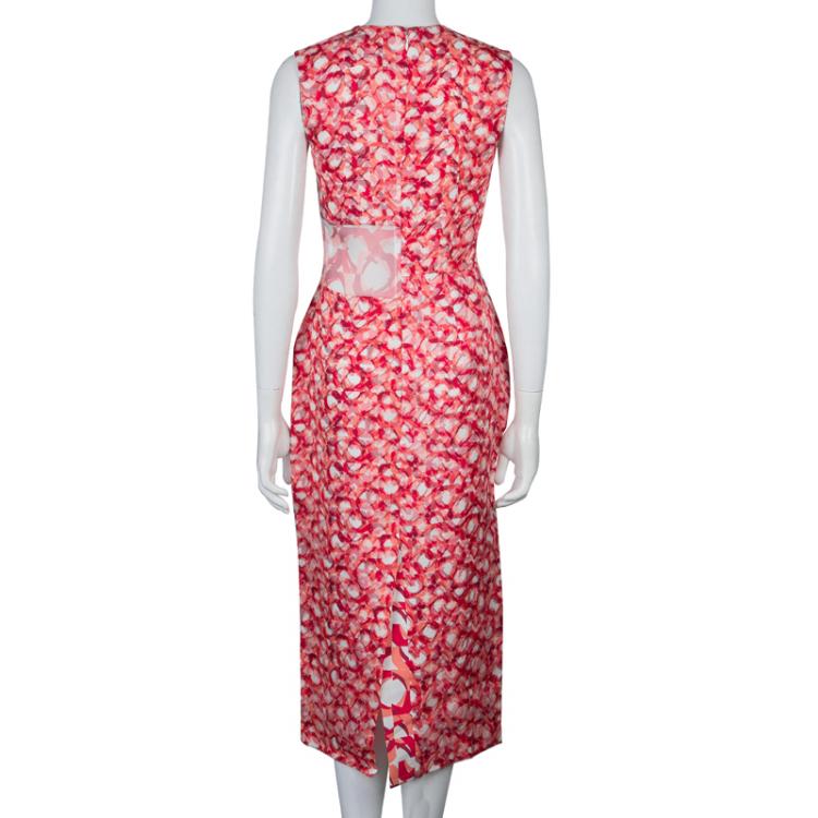 Pre Owned Roksanda Ilincic Orange Printed Silk Sleeveless Dress S