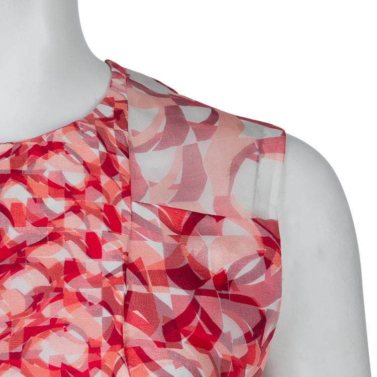 Pre Owned Roksanda Ilincic Orange Printed Silk Sleeveless Dress S
