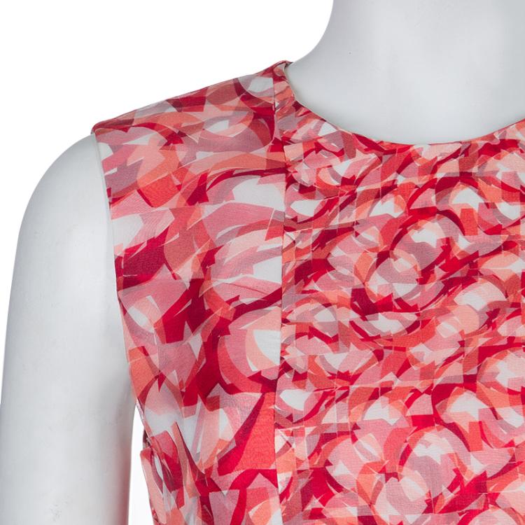 Pre Owned Roksanda Ilincic Orange Printed Silk Sleeveless Dress S