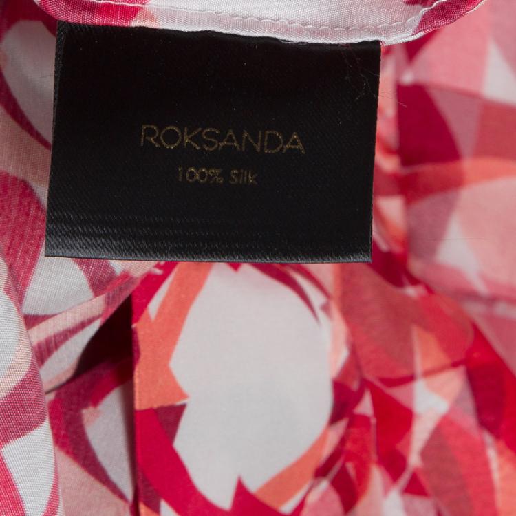 Pre Owned Roksanda Ilincic Orange Printed Silk Sleeveless Dress S