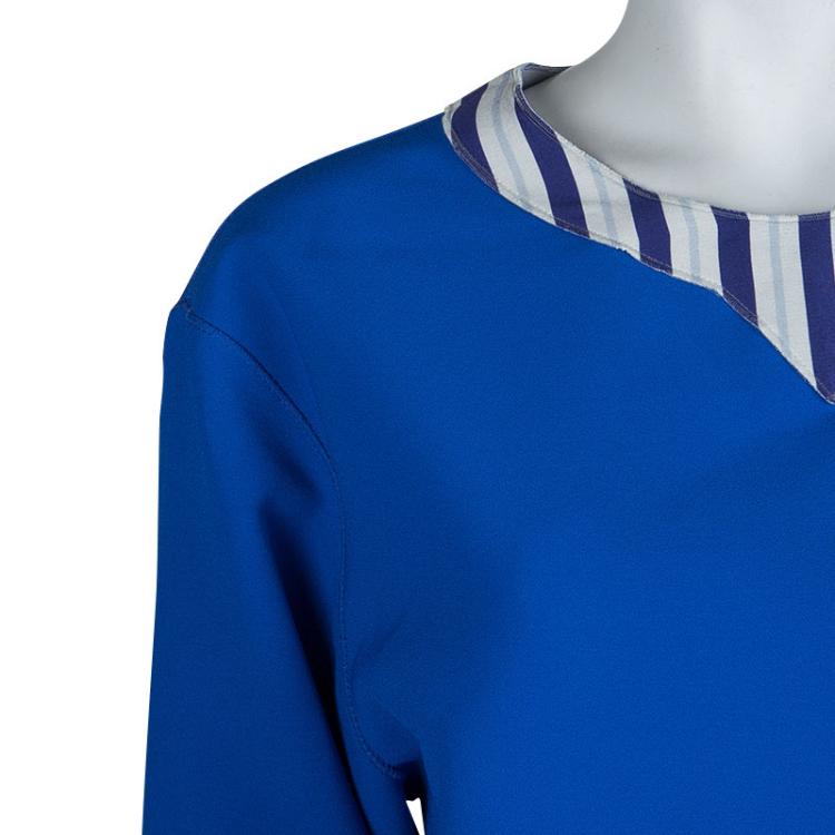 Pre Owned Roksanda Ilincic Blue Oversized Long Sleeve Crop Top L