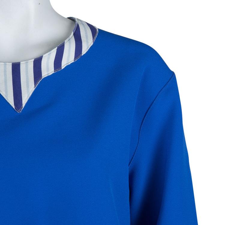 Pre Owned Roksanda Ilincic Blue Oversized Long Sleeve Crop Top L