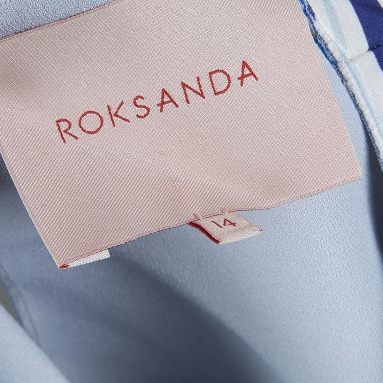 Pre Owned Roksanda Ilincic Blue Oversized Long Sleeve Crop Top L