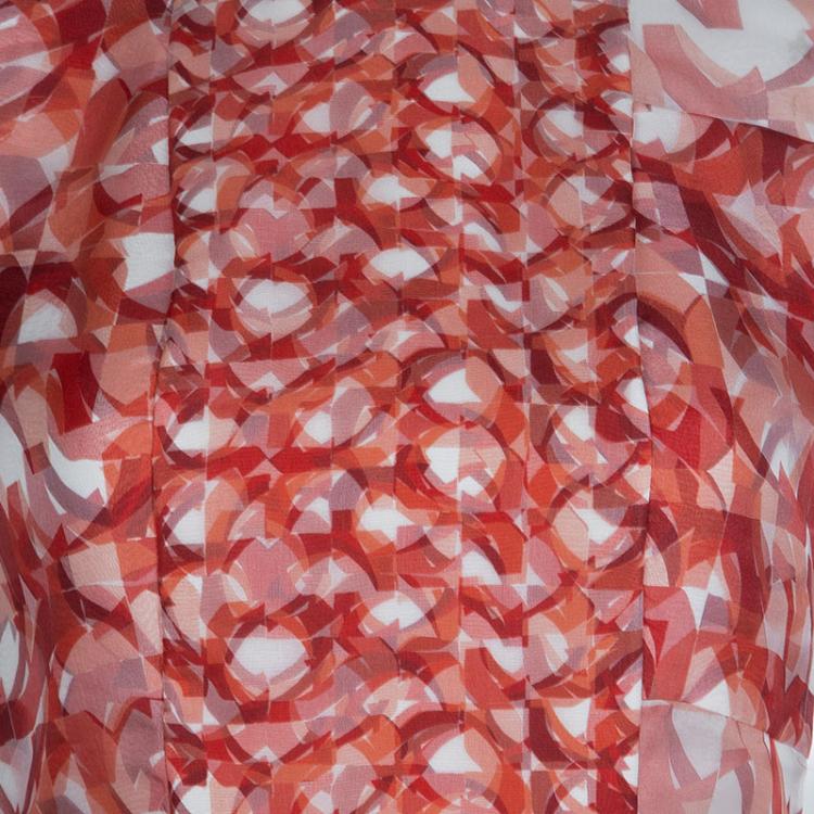 Pre Owned Roksanda Ilincic Orange Printed Sleeveless Silk Dress M