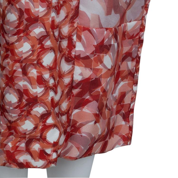Pre Owned Roksanda Ilincic Orange Printed Sleeveless Silk Dress M