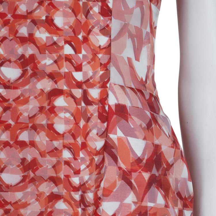 Pre Owned Roksanda Ilincic Orange Printed Sleeveless Silk Dress M