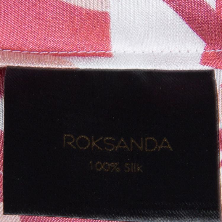 Pre Owned Roksanda Ilincic Orange Printed Sleeveless Silk Dress M