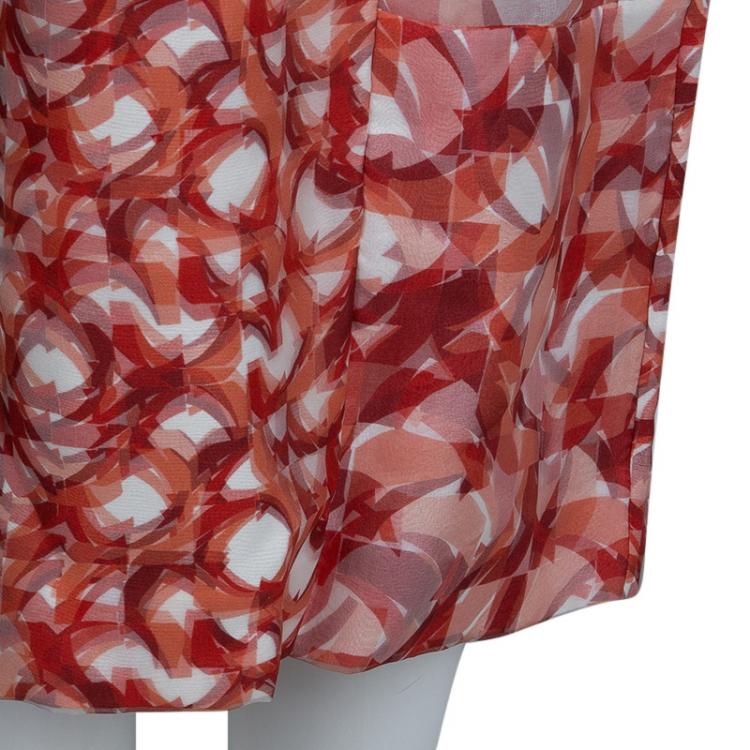 Pre Owned Roksanda Ilincic Orange Printed Sleeveless Silk Dress M