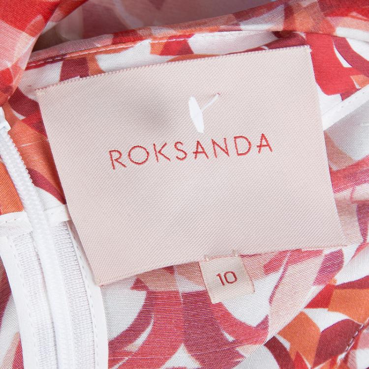 Pre Owned Roksanda Ilincic Orange Printed Sleeveless Silk Dress M