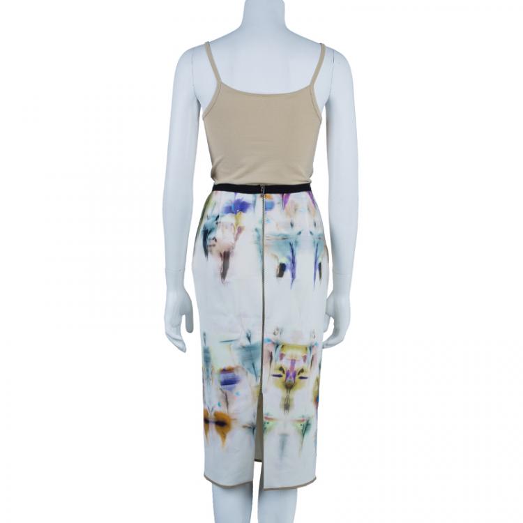 Pre Owned Roland Mouret Watercolored Pencil Skirt M