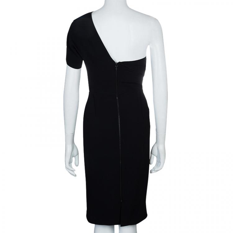 Pre Owned Roland Mouret Black Lyford One Shoulder Dress M