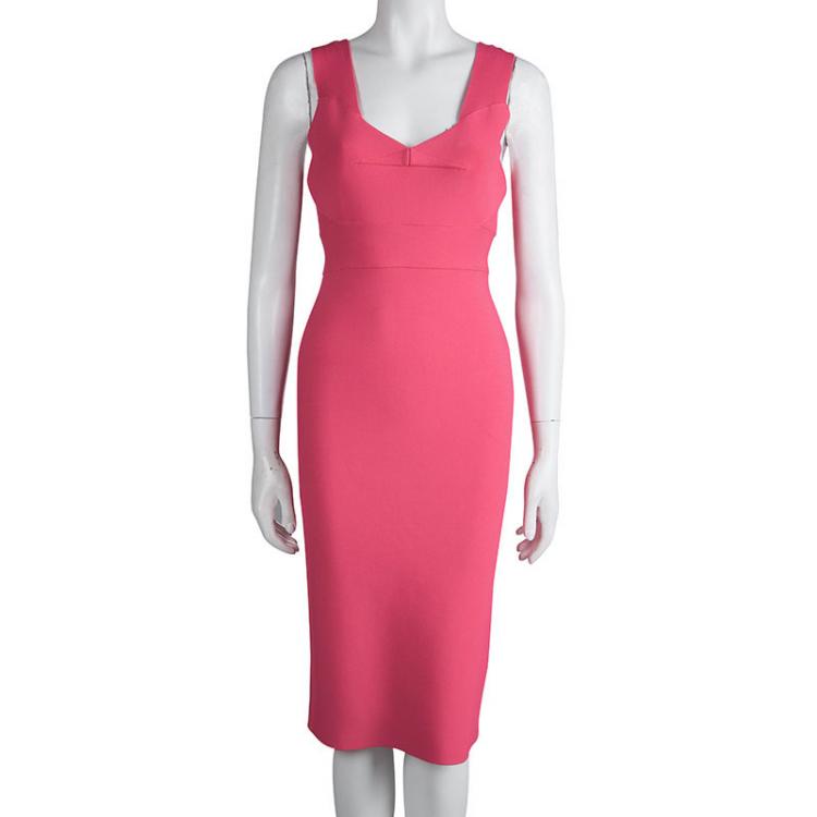 Pre Owned Roland Mouret Pink Knit Bodycon Sleeveless Dress M