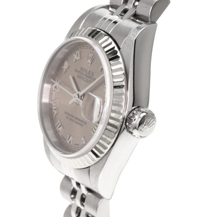 Pre Owned Rolex Pink Stainless Steel Datejust Women's Wristwatch 26MM