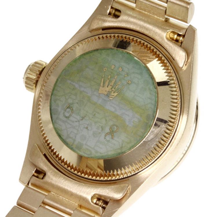 Pre Owned Rolex Diamond Pave 18K Yellow Gold Diamond Datejust Women's Wristwatch 26MM