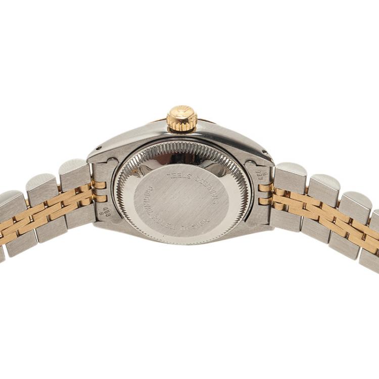 Pre Owned Rolex Silver 18K Yellow Gold and Stainless Steel Datejust Women's Wristwatch 26MM