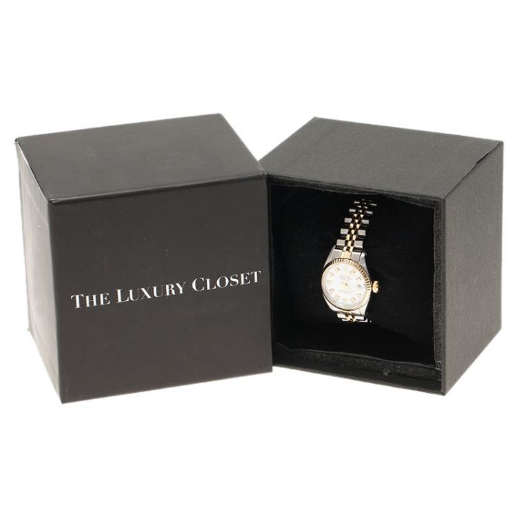 Pre Owned Rolex Silver 18K Yellow Gold and Stainless Steel Datejust Women's Wristwatch 26MM