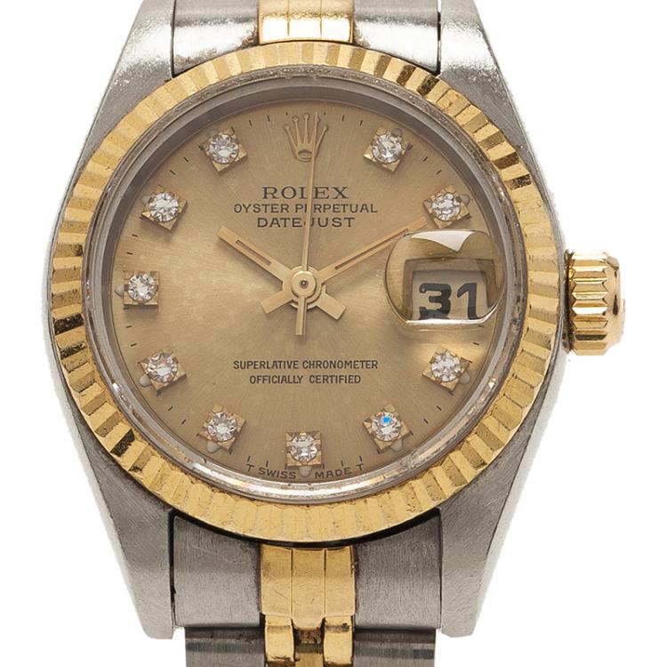 Pre Owned Rolex Gold 18K Yellow Gold and Stainless Steel Datejust Women's Wristwatch 26MM