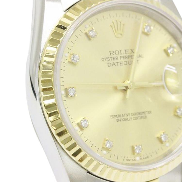 Pre Owned Rolex Gold 18K Yellow Gold and Stainless Steel Datejust Unisex Wristwatch 36MM