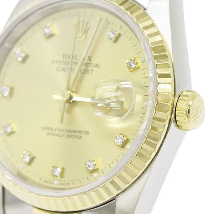 Pre Owned Rolex Gold 18K Yellow Gold and Stainless Steel Datejust Unisex Wristwatch 36MM