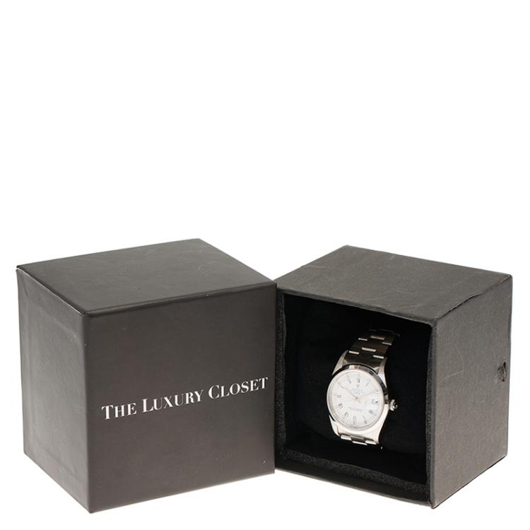 Pre Owned Rolex White Stainless Steel Datejust Women's Wristwatch 34MM