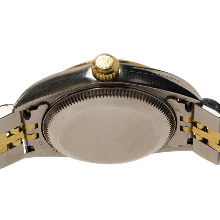 Pre Owned Rolex Black Stainless Steel and 18K Gold Datejust Women's Wristwatch 26MM