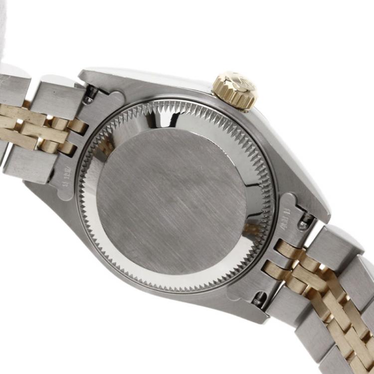 Pre Owned Rolex White 18K Yellow Gold and Stainless Steel Datejust Women's Wristwatch 26MM