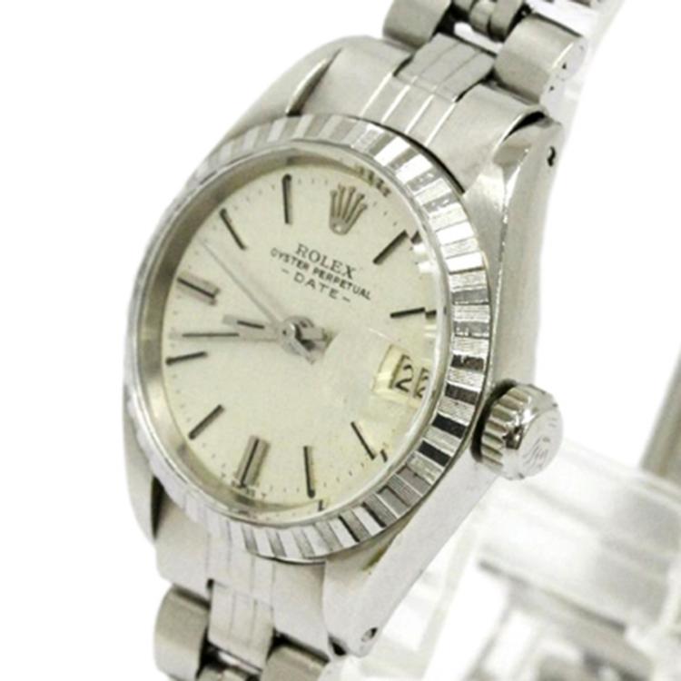 Pre Owned Rolex Silver Stainless Steel Oyster Perpetual Women's Wristwatch 26MM