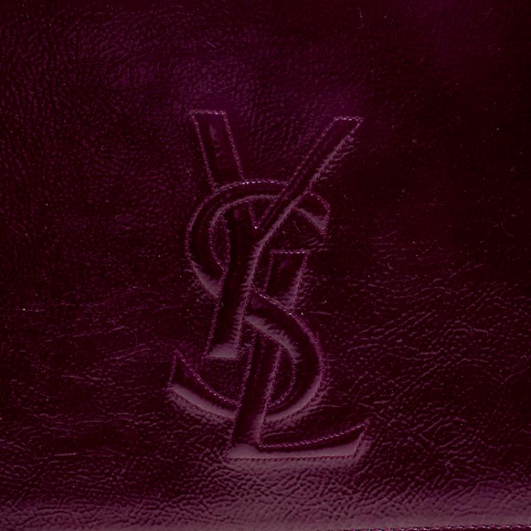 Pre Owned Saint Laurent Paris Purple Patent Leather Belle De Jour Flap Clutch