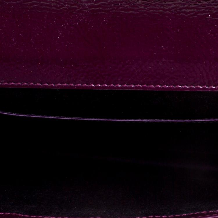 Pre Owned Saint Laurent Paris Purple Patent Leather Belle De Jour Flap Clutch