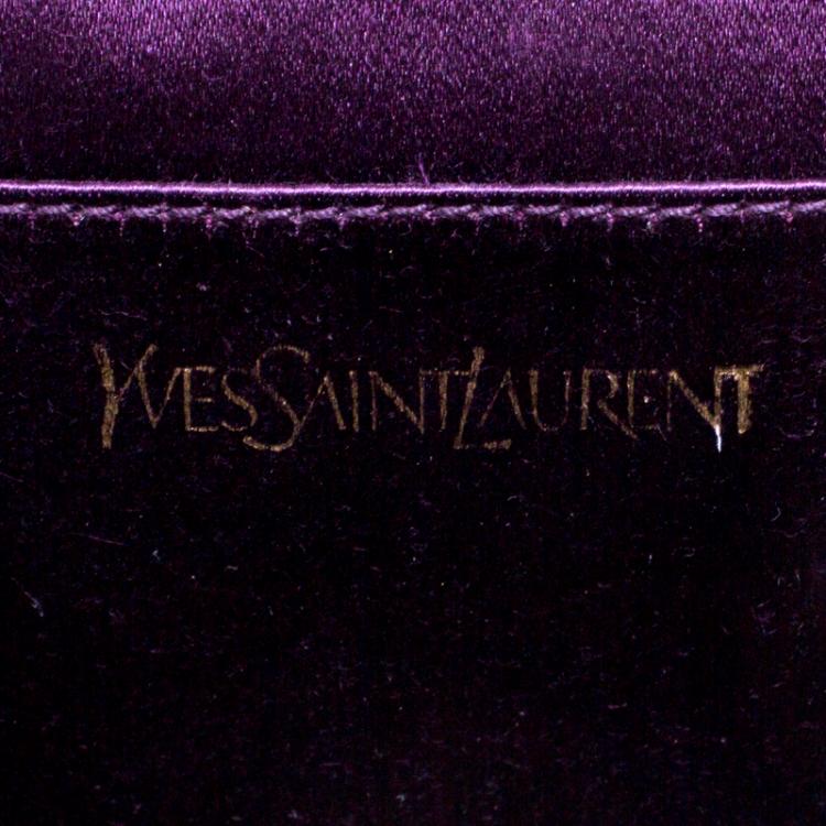 Pre Owned Saint Laurent Paris Purple Patent Leather Belle De Jour Flap Clutch