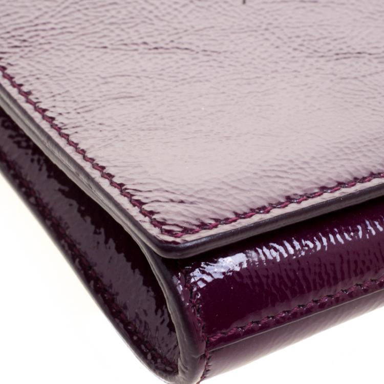 Pre Owned Saint Laurent Paris Purple Patent Leather Belle De Jour Flap Clutch