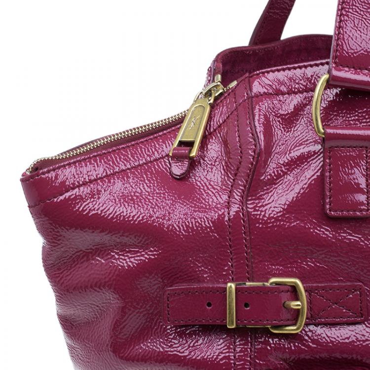 Pre Owned Saint Laurent Paris Pink Patent Leather Medium Downtown Tote Bag