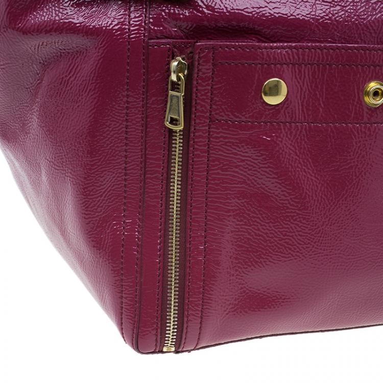 Pre Owned Saint Laurent Paris Pink Patent Leather Medium Downtown Tote Bag